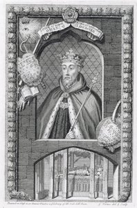 John of Gaunt, Duke of Lancaster (1340-99) after a painting on glass in the Library of All Souls College, Oxford, engraved by the artist by George Vertue